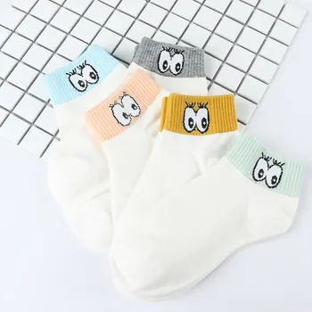 

1 Pair Newly Design Eyes Pattern Funny Socks Lady Spring Summer Creative Cartoon Cotton Short Sock Ankle Sock