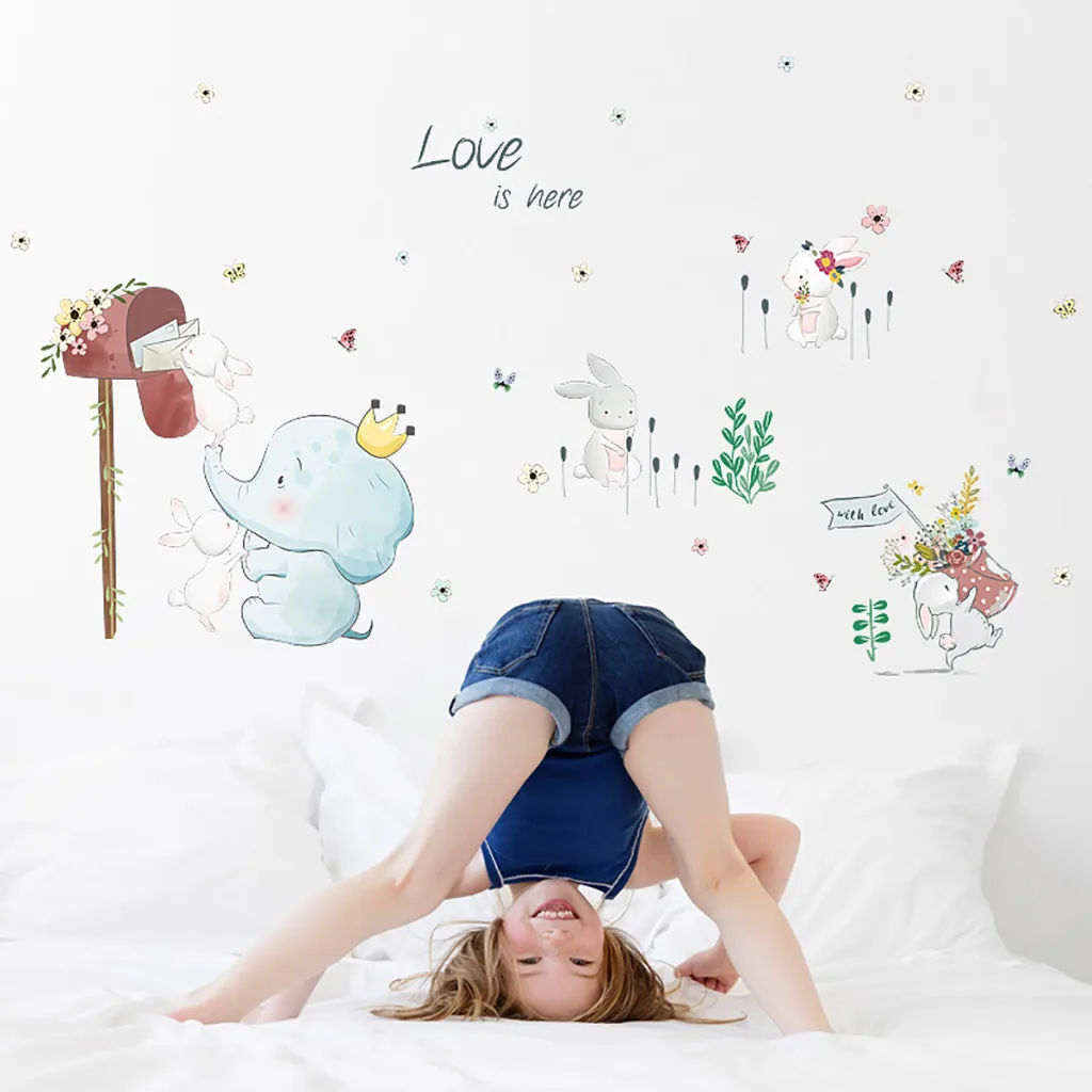 

Wallpaper sticker happy detachable waterproof cartoon love animal wall stickers children decoration wallpaper living room L0604