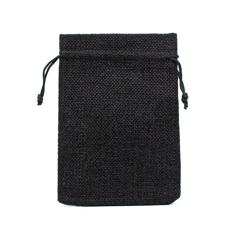 50 шт./лот, шнурок, натуральная Мешковина, джутовые подарочные сумки, много размеров, упаковка для ювелирных изделий, свадебные сумки с мешочком для конфет, можно изготовить логотип на заказ - Цвет: Black-19