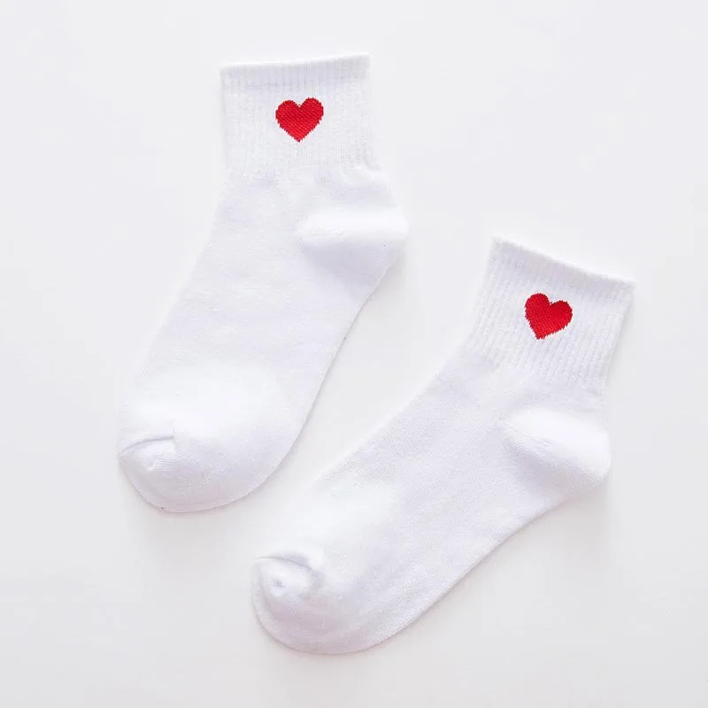 Новые хлопковые милые теплые носки с сердечками для женщин женские осенние зимние спортивные носки для досуга Чистый хлопок Meias