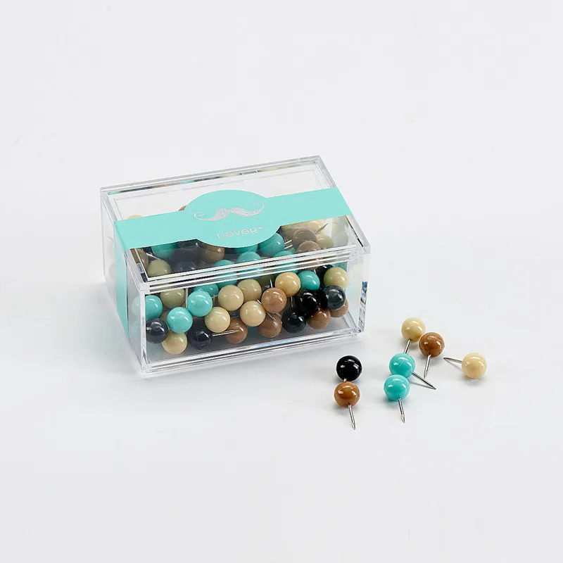 120pcs/box Color Push Pins Ball Office Pin Thumbtacks Steel Point