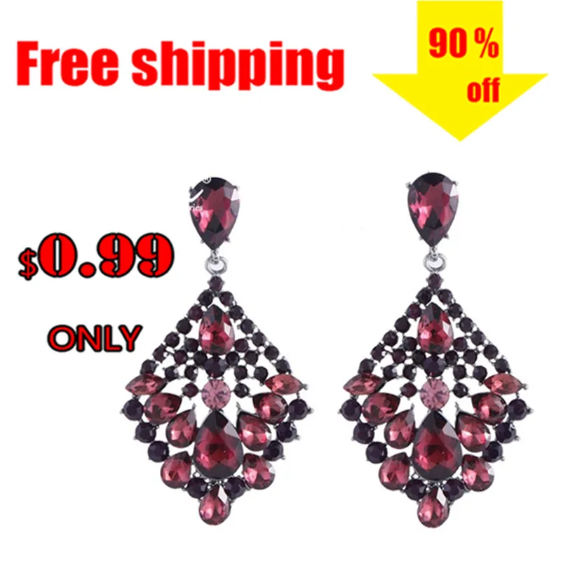 

KOMi Luxury Bohemian Vintage Crystal Geometric Dangle Earring For Women Chandelier Statement Fashion Jewelry I-450