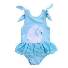 Лидер продаж, Новое поступление, милые синие лебединые Купальники для маленьких девочек