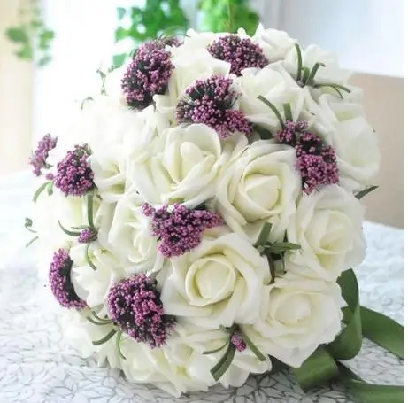 Free shipping 30ROSE 2014 New arrival Romantic Wedding Colorful Bride 's Bouquet red pink blue and purple bridal bouquets | Свадьбы и