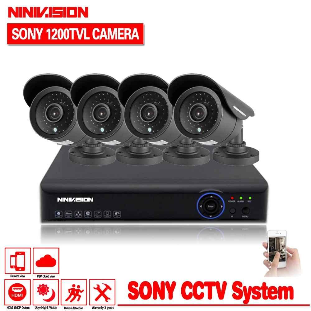 HD 1080P HDMI 4ch CCTV System sony sensor CCTV Camera 1200TVL 1.0MP AHD