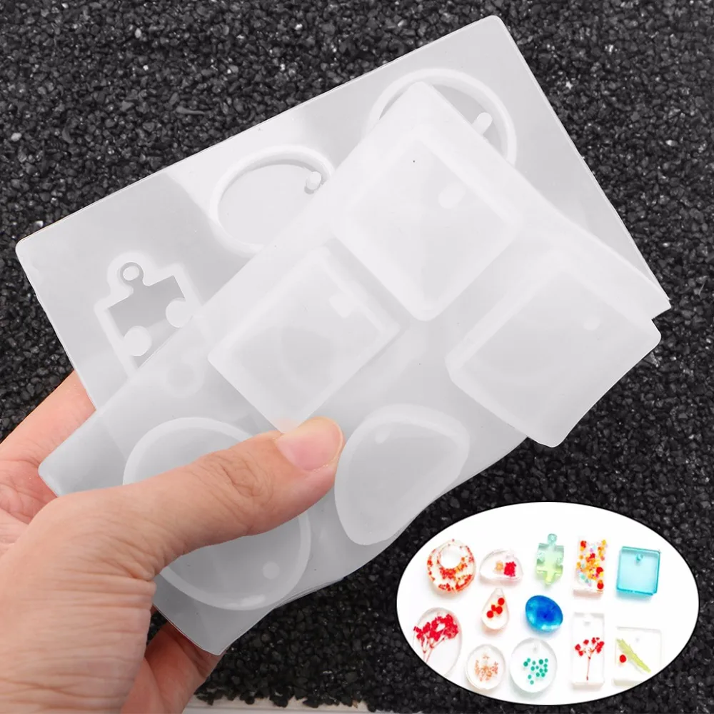 

JAVRICK 15x11cm 12 Design Cabochon Silicone Mold Necklace Pendant Jewelry Cake Making Tool DIY 2S90258