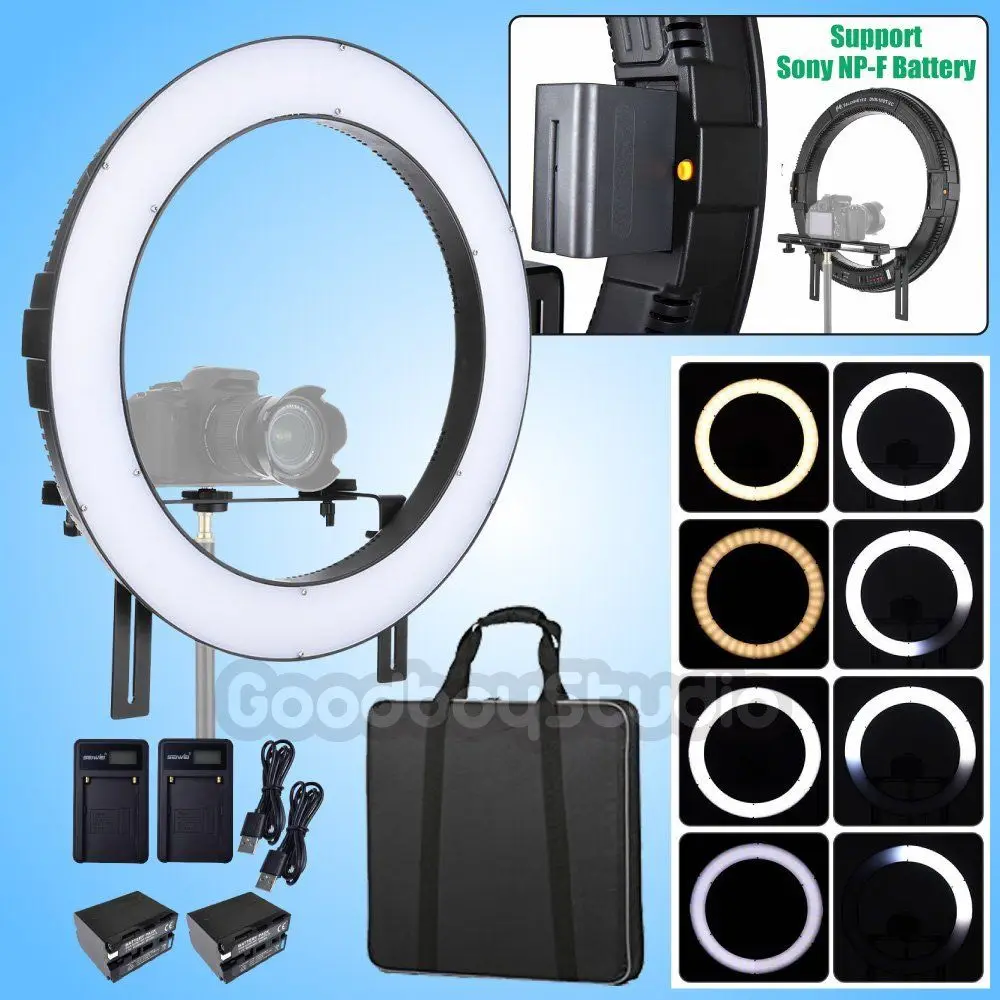 Fotoconic DVR-512DVC 20'' Dimmable LED Ring Light + 2X Battery Charger Kit for Photography Studio Video Photo Camera Phone |