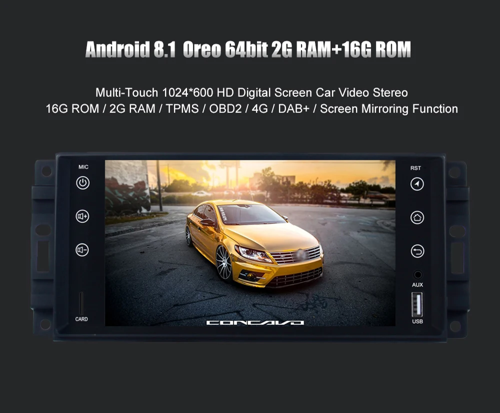 Perfect Dasaita 7" Android 8.1 Car GPS Player Navi for Jeep Chrysler Dodge with 2G+16G Quad Core NO DVD Radio Multimedia 4G 4