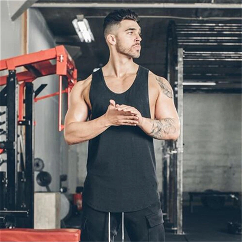 

Brand mens sleeveless shirts Summer Cotton Male Tank Tops gyms Clothing Bodybuilding Undershirt Fitness tanktops tees