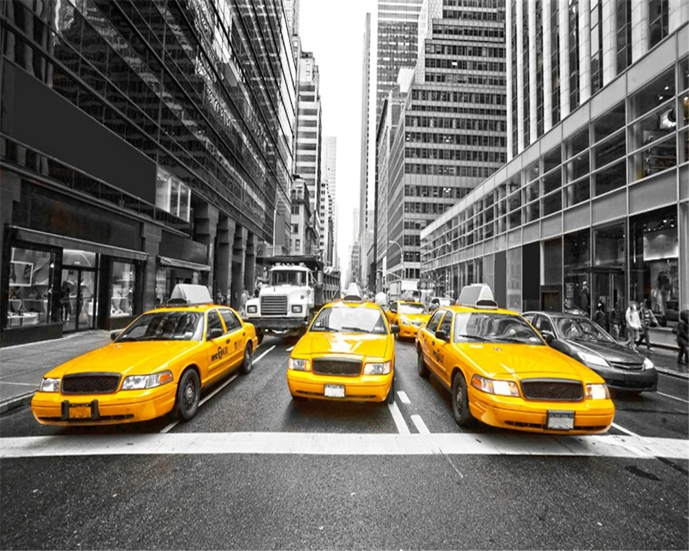 

beibehang Custom 3D stereo mural thickening streets of New York taxis living room backdrop bedroom wall paper 3d papel de parede