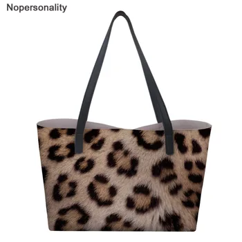 

Nopersonality Women's Bag Leopard Print Top Handle Women Handbags Large Capacity Travel Casual-bag with Small Wallets Tote Bag