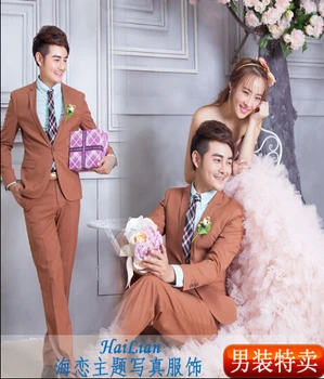 

New Studio Clothes men's formal dress suit set plus size slim casual men's clothing suit (suit +pants) / S-XXL free shipping !