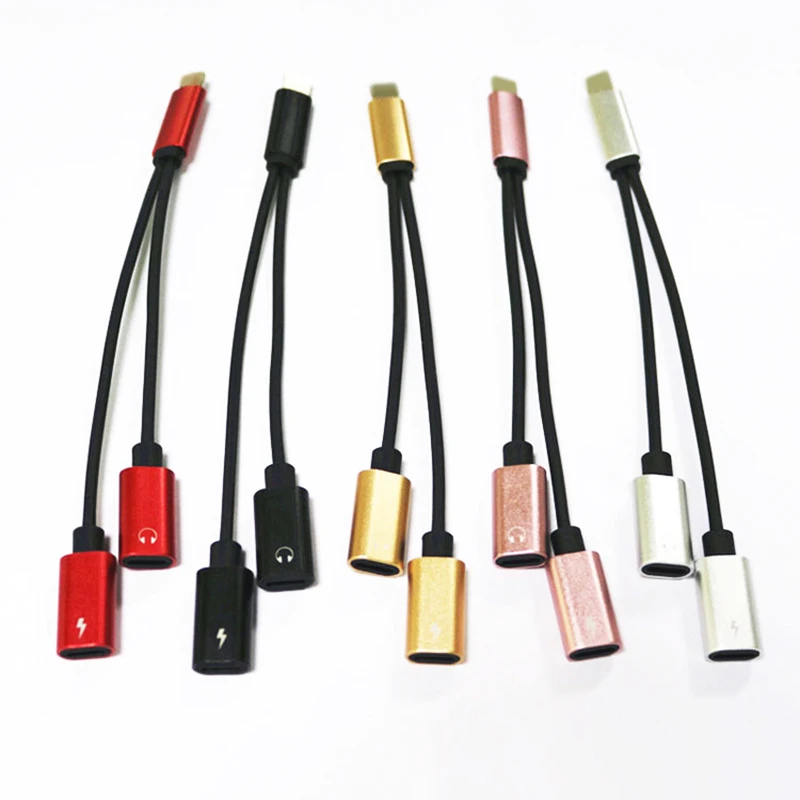 Koop Aluminiumlegering opladen Oortelefoon 2 in 1 Audio Adapter Voor iPhone 7 8 plus X headset Kabel Voor Bliksem Te hoofdtelefoon Aux Jack