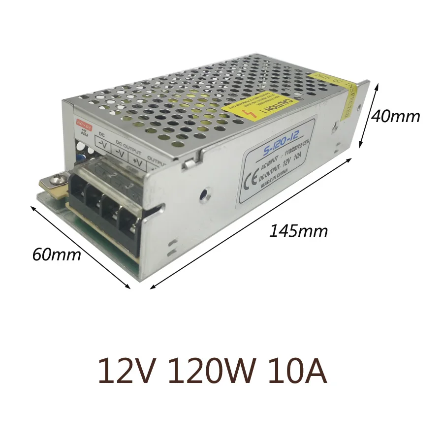 Блок питания 12V AC110-220V светодиодный драйвер 1A 2A 3A 5A 6A 10A 15A 20A 30A 33A трансформаторы систем освещения Светодиодный источник питания для светодиодный полосы - Цвет: 10A    120W