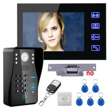 

Touch Key 7" Lcd RFID Password Video Door Phone Intercom System Kit+ Electric Strike Lock+ Wireless Remote Control unlock