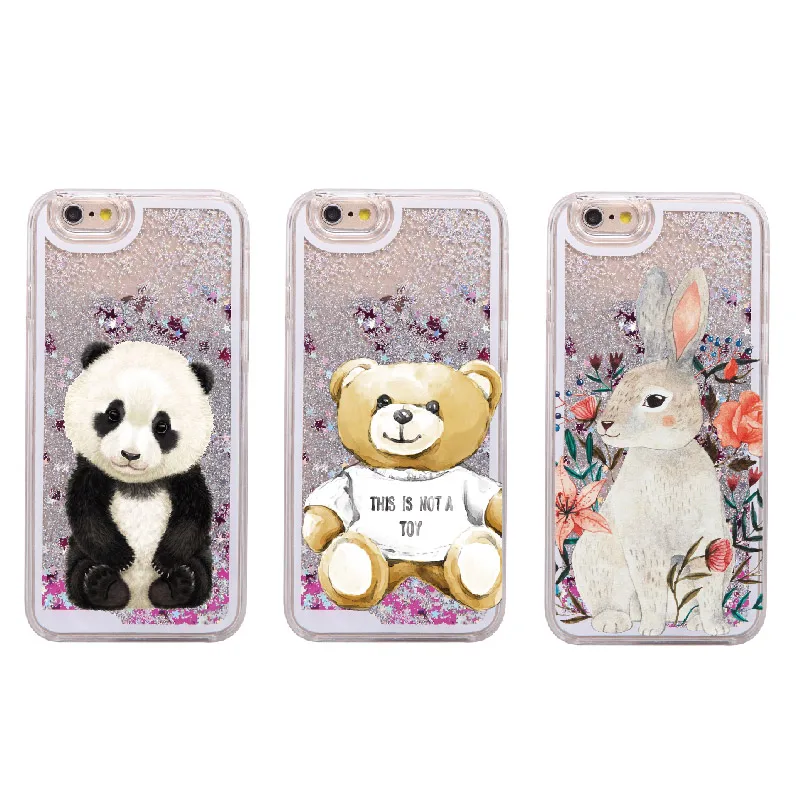 

Summer Liquid Glitter Quicksand Cartoon Bunny Bear Panda Hard Case Liquid For iPhone 7 7Plus 6 6S 6Plus 5 8 8Plus X XS Max
