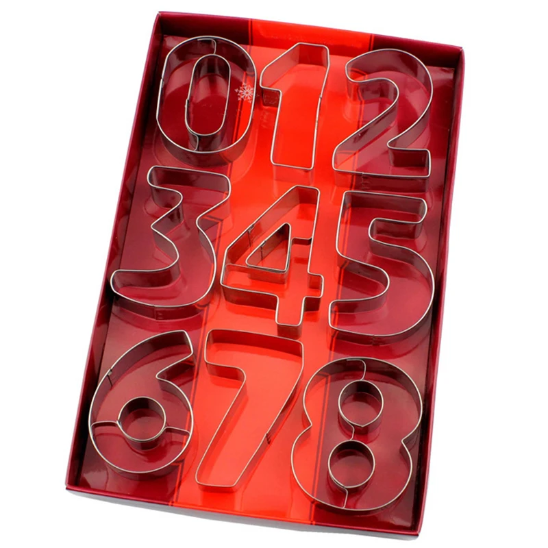

9Pcs/set Large Size Number Shape Cookie Cutter Stainless Steel Cookies Mold Fondant Cake Decorating Tools