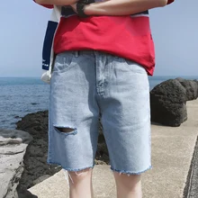 Летние джинсы, шорты мужские рваные повседневные мужские джинсы короткие мужские джинсовые шорты мужские