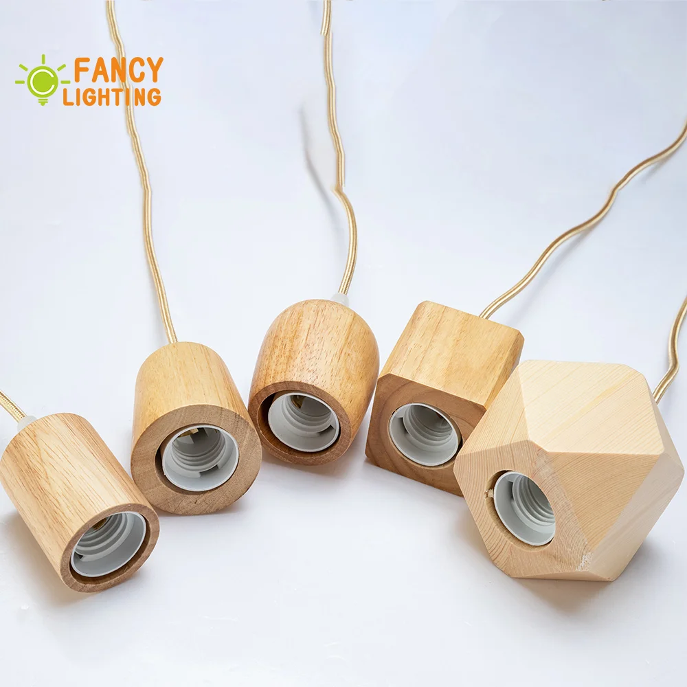 Wooden pendant lights E27 wood pendant lamp for home/living room decor Natural color vintage hangin - 32943881764