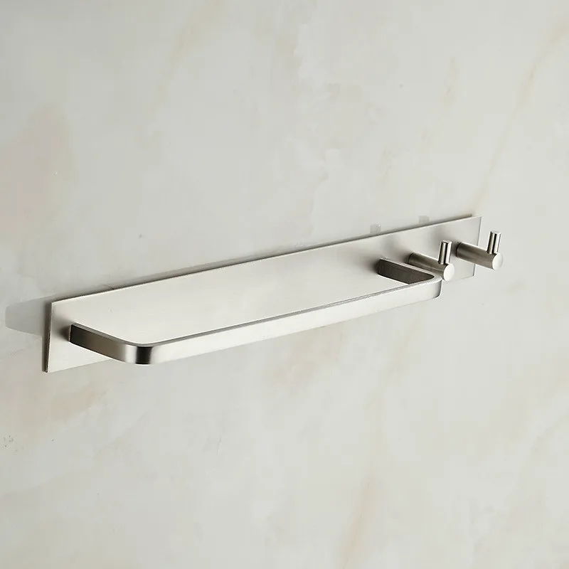 

Space aluminum brushed towel bar plus hook double use Hotel bathroom coat rack door