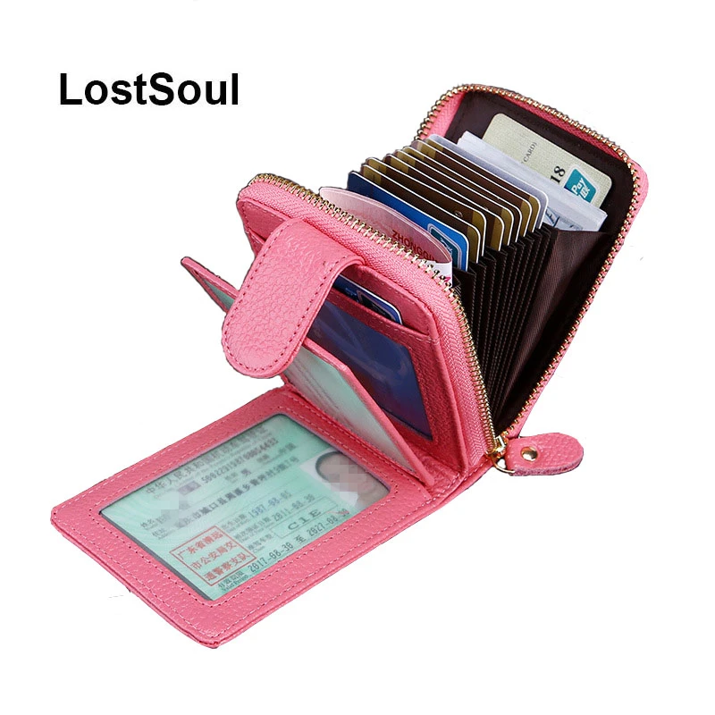

New leather genuine leather card holder ID credit card case holder anti theft Business Cards Case Antimagnetic Wallets tarjetero
