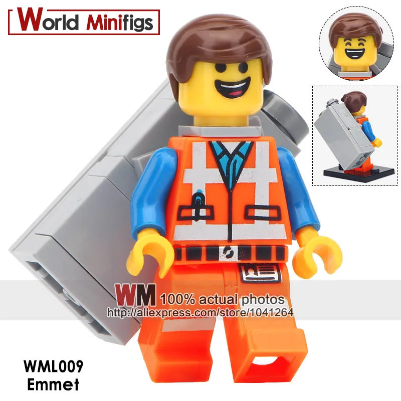

Single Sale Movie Emmet Wyldstyle Robo Swat Sheriff Vitruvius Gordon Zala Not-A-Robot Building Blocks for kids Gift Toys