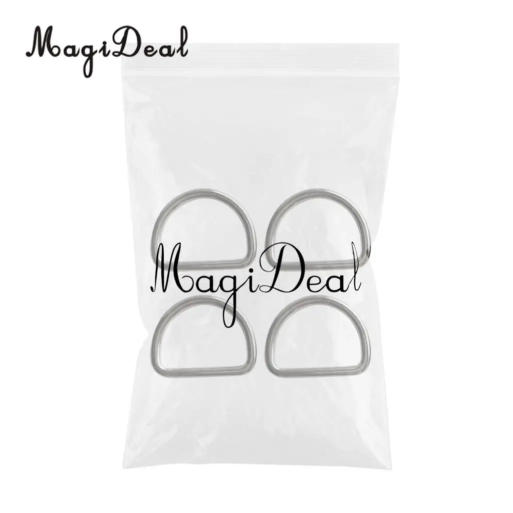 MagiDeal Heavy Duty 4Pcs Diving Scuba D Ring for 30mm Webbing - Marine 316 Stainless Steel for industrial Snorkeling Application