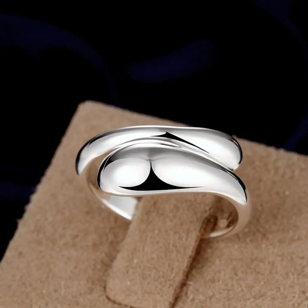 

New Design Water Drop Adjustable Ring Silver Plated Open Double Rounded Ring Finger Ring for Lady Open Ring Jewelry