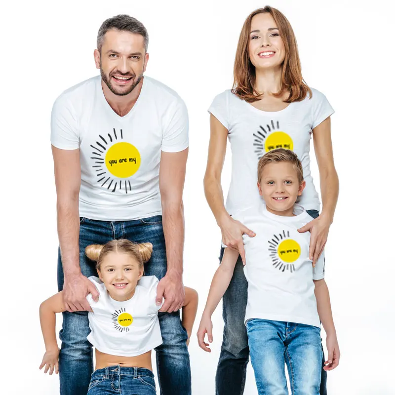 Sunshine/одинаковые футболки для всей семьи одежда мамы и меня повседневная с