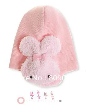 Зимние теплые вязаные шапки для мальчиков/девочек/комплекты шапочки для младенцев шапочки для детей защита ушей Двойной Кролик шапка ZA10-1pcs