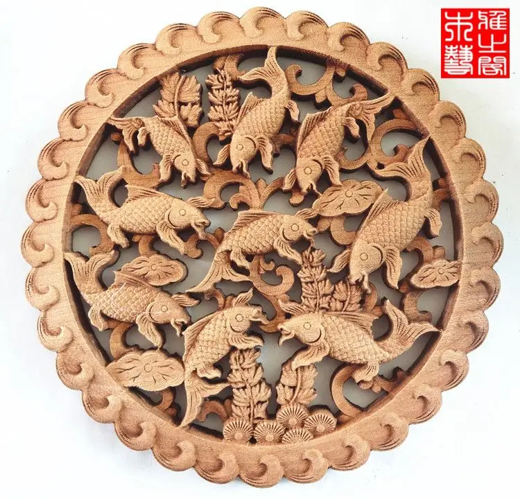 Китайский стиль резьба по дереву ремесла, камфора резьба по дереву животных и цветов(A138 - Цвет: Шоколад