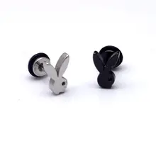 Кроличья голова линия серьги-гвоздики титановые модные короткие сережки-шпильки 2138