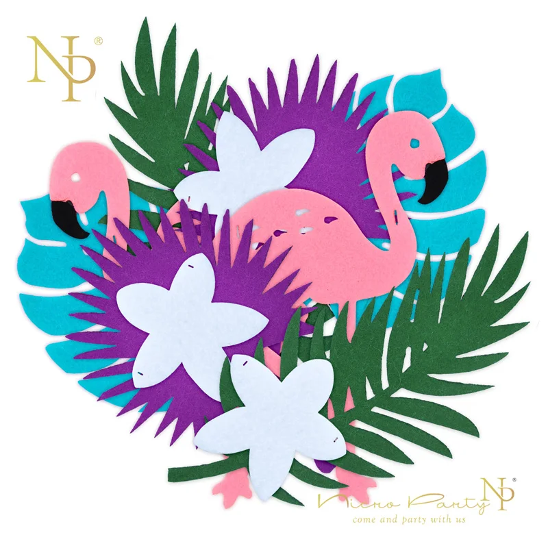 

Nicro Flamingo Party Decoration Happy Birthday Banner Flag Garland Hawaiian Luau Tropical Coconut Leaves Event Supplies #PG19