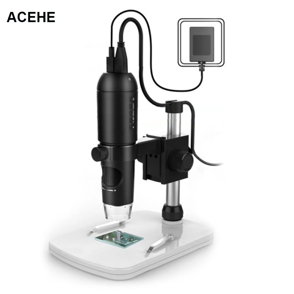 

ACEHE 10x~200x Magnification Ratio HDMI Digital Microscope With Adjustable Microscope Stand 6 LED Light Manual Focus Adjustment