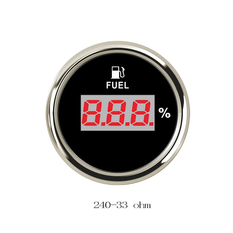 52 мм Указатель уровня топлива для мотоциклов автомобиль грузовик цифровой датчик уровня горючего индикатор 240-33ohm/0-190ohm - Цвет: BS     240-33 ohm