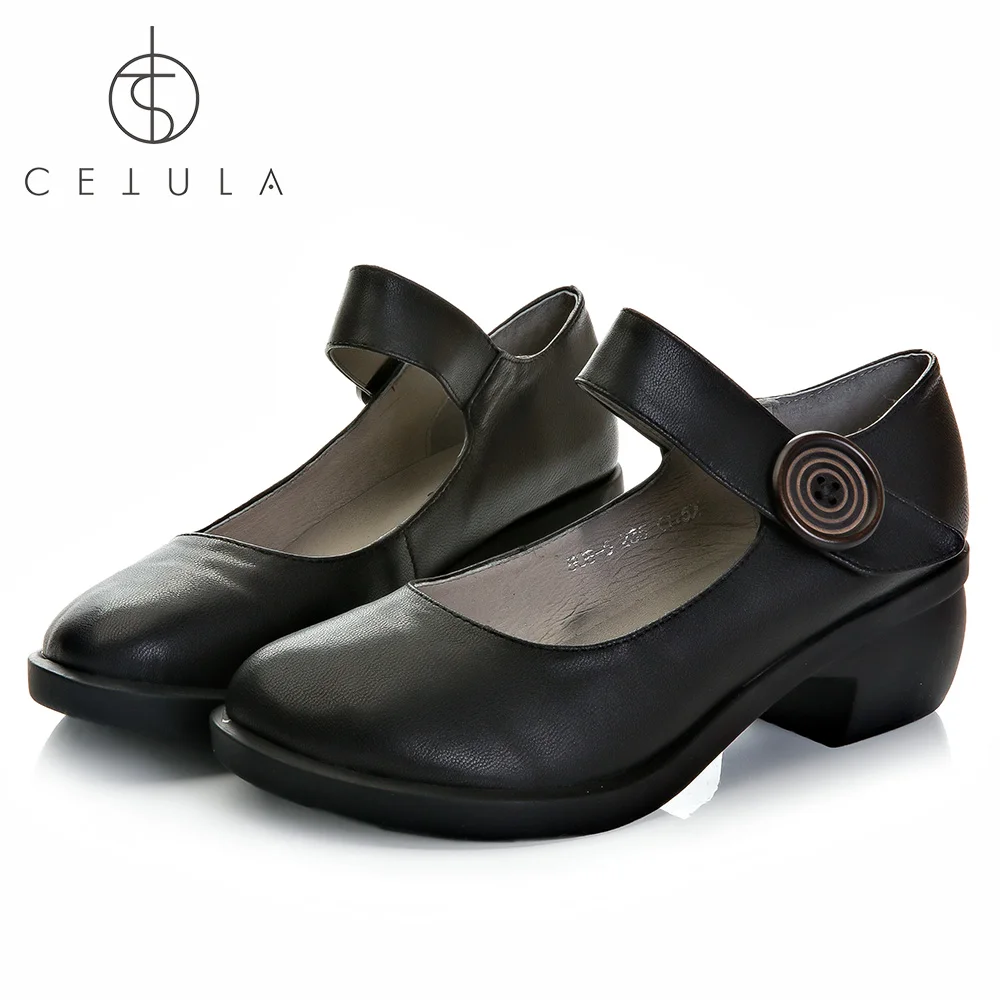 

Cetula 2018 Handcrafted Deluxe Top Smooth Calfskin Button Stripe Round Toe Mum Mules ft. Soft&Durable Outsole Pigskin Lining