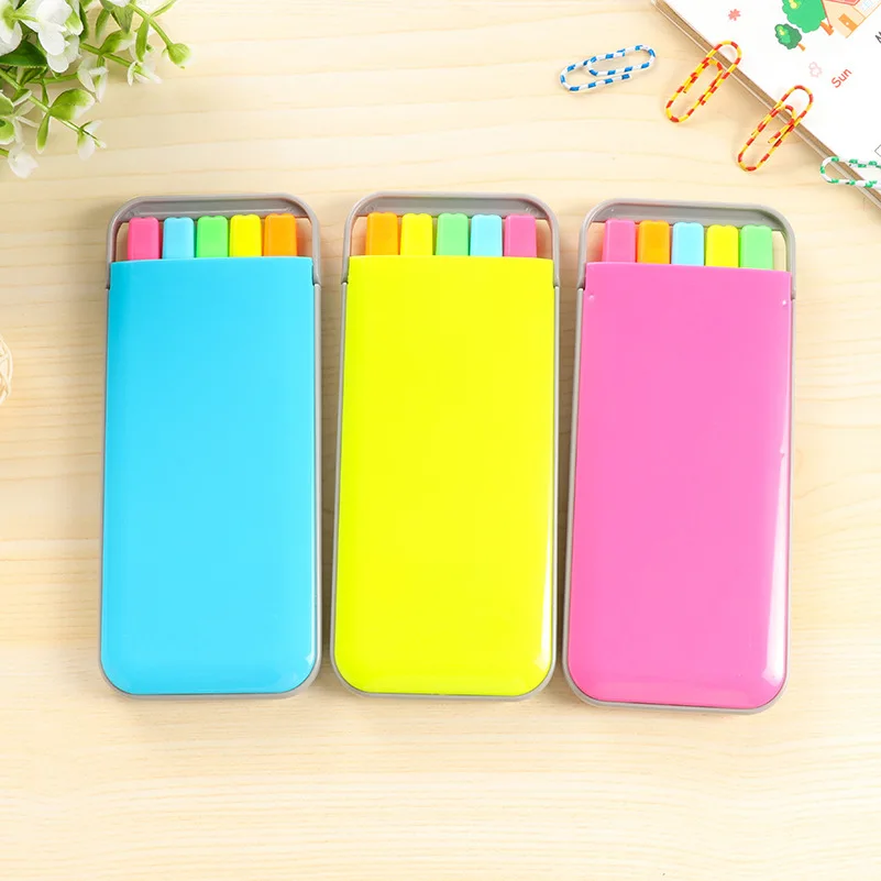 

Cheap 5Color/Set Highlighter Pen Set Fluorescent Marker Pen Candy Color Pen Mini Art Marker for School Office Supplier