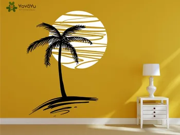 

Modern Design Wall Decal Holiday Vinyl Wall Stickers Exotic Palm Tree & Sunset Pattern Art Mural Bedroom Livingroom Decor SY169