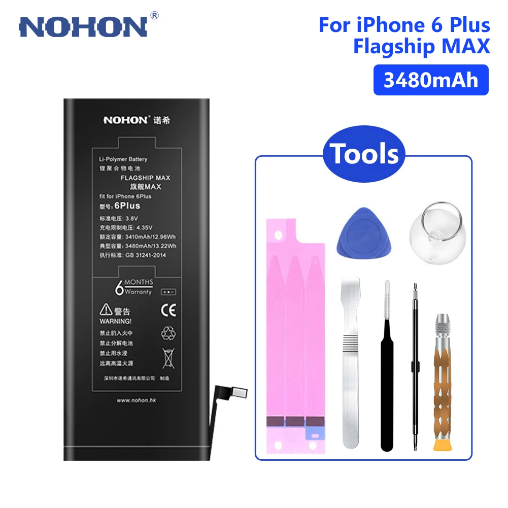 

NOHON Lithium Battery Rechargeable Phone Bateria For Real 3480mAh iPhone 6 Plus 6Plus iPhone6 Plus 6+ Batteries Free Tools