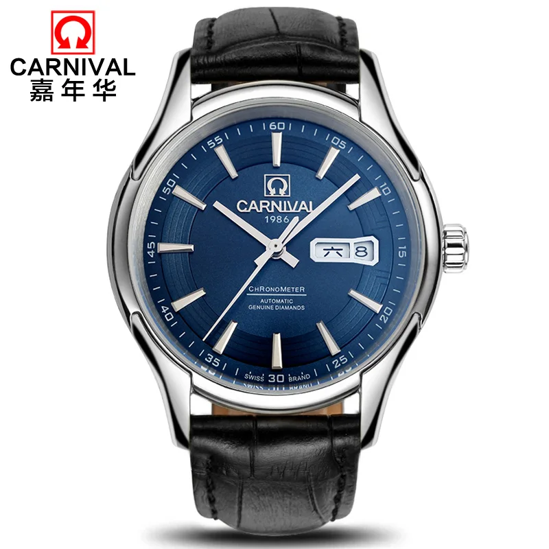 

CARNIVAL Luxury Mens Watches Top brand Automatic Watch men Week Calendar Sapphire Waterproof fashion business mechanical watch
