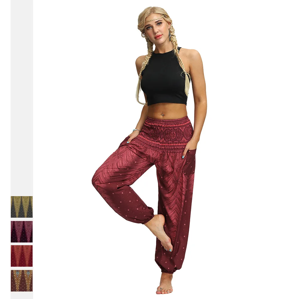 

Yoga Pants Loose Thai Style Loose Wide-leg Bloomers Breathable Quick Dry Trousers Tribe Classic Sportswear Fitness Dance Pants