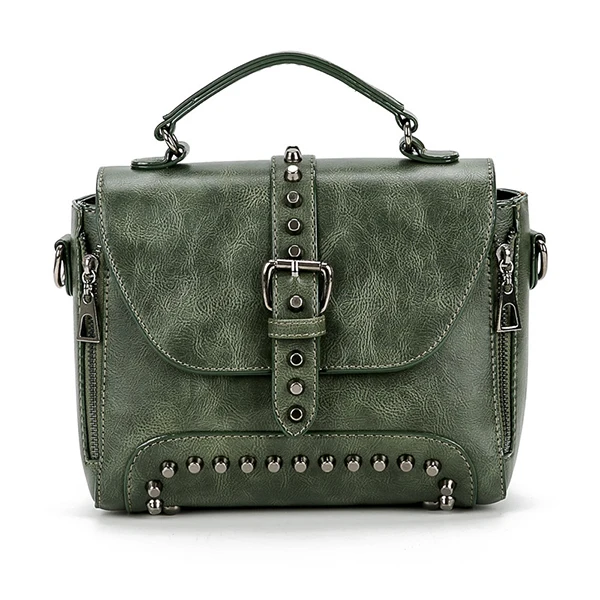 Сумки через плечо для женщин, сумки-мессенджеры, винтажные сумки для женщин, известный бренд, заклепки, маленькая сумка через плечо, Дизайнерские повседневные женские сумки - Цвет: Green Rivet Bag