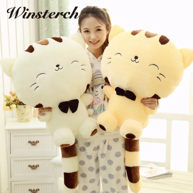 Fashion Hot Cute Big Face Smile Cat Plush Stuffed Toys Soft Animal Dolls Christmas Gifts for Kids Girls Animais Brinquedo WW311