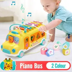 Caxx детский автобус стук фортепиано детские головоломки Beat Музыкальный барабан фортепиано стук инструменты игрушечный автобус Детские