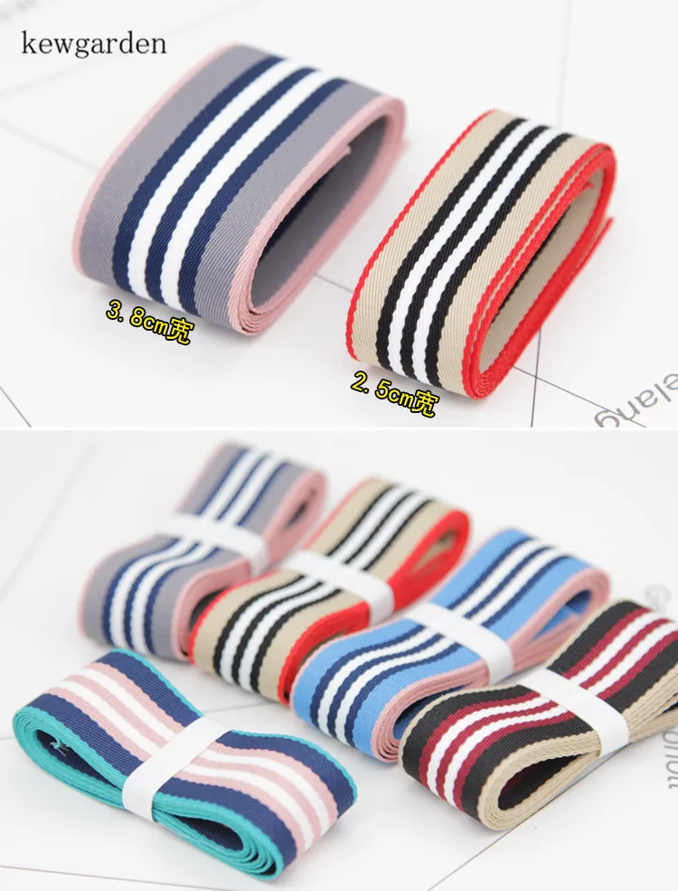 

Kewgarden 38mm 1-1/2" Stripe Cotton Thick Satin Ribbons Handmade Bowknot Ribbon DIY Riband Garment Accessories 6M / Lot