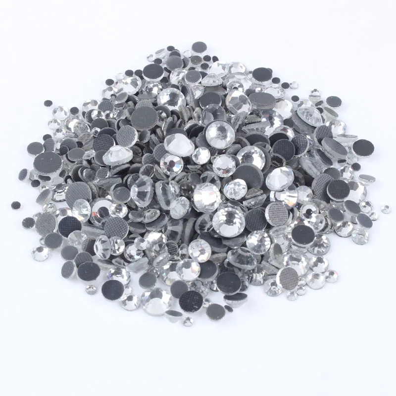 SS6-SS30 Glass Strass Crystal Hot Fix Rhinestones Iron On Stones Flatback Clear Hotfix Rhinestones For Wedding Dress 