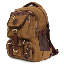 Винтажный холщовый рюкзак ранец дорожная сумка для ноутбука для мужчин и женщин