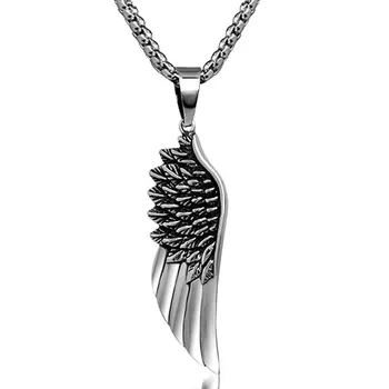 

10pcs Vintage Feather Angel Wings Necklace Antique Stainless Steel Pendants Gothic Punk Biker Jewelry