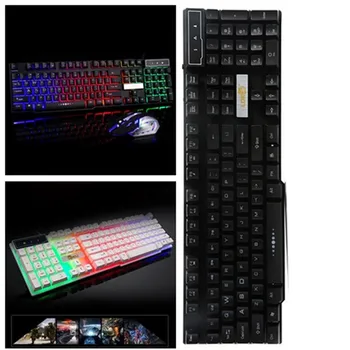 

Rainbow Backlight Gaming Keyboard USB Cable Wired Colorful Computer Desktop Office USB Keyboard