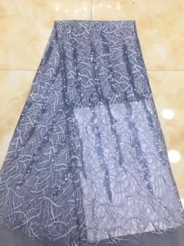 

Royal blue sequined fabric dress lace, Nigeria lace fabric wedding, African lace mesh embroidery fabric FJ28211